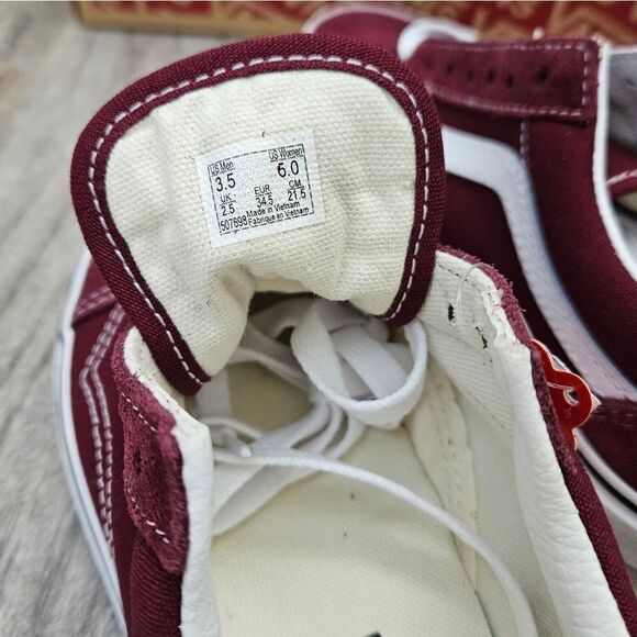 Vans Old Skool Burgundy Sneakers Size 3.5 Men and 5 Women - Picture 8 of 12